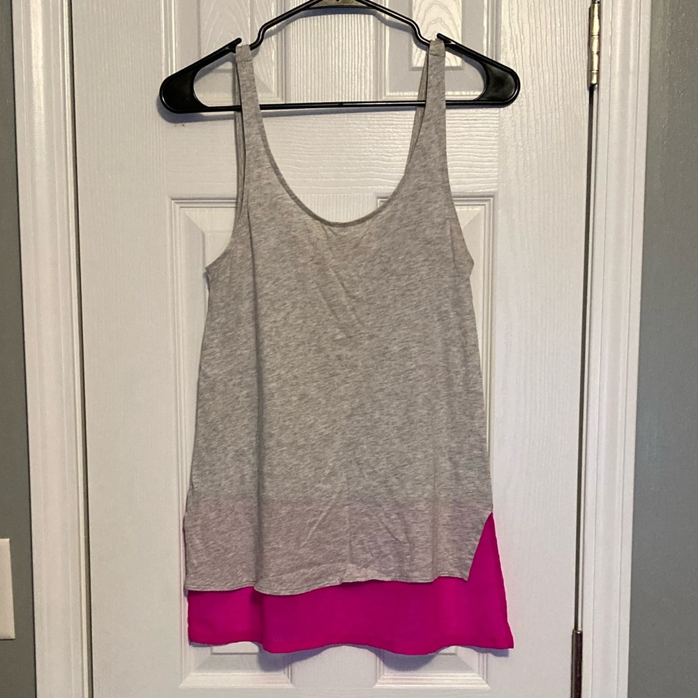Express Dreamweight Cotton Tank Top With Chiffon Back / Bottom
